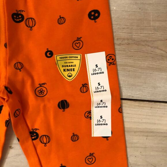 Cat & Jack NWT Girls' Orange Black Halloween Leggings Size S (6/7) - Picture 4 of 10
